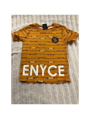 Enyce T-shirt Boys Size 3T Short Sleeves Mustard Yelloelw Black White Logo
